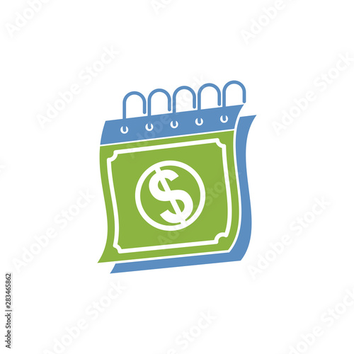 Calendar with payday calculator concept vector isolated illustration