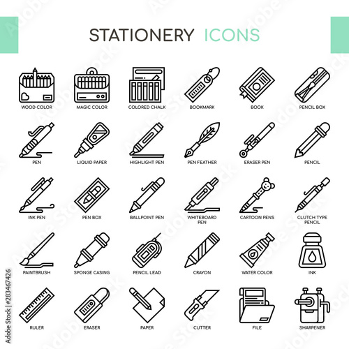 Stationery Elements , Thin Line and Pixel Perfect Icons