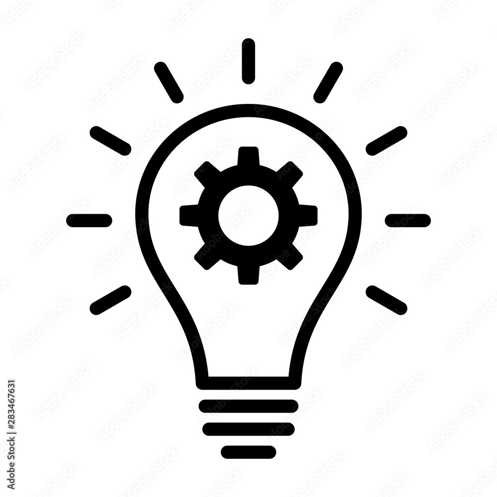 Lightbulb with idea innovation line art vector icon for business apps and websites Lightbulb with idea innovation line art vector icon for business apps and websites
