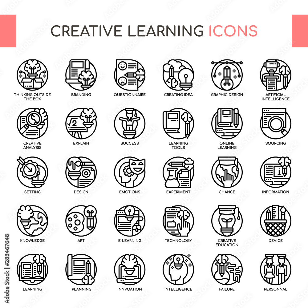 Creative Learning, Thin Line and Pixel Perfect Icons