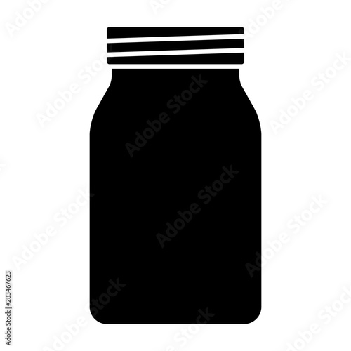 Mason jar glass container flat vector icon for food apps and websites