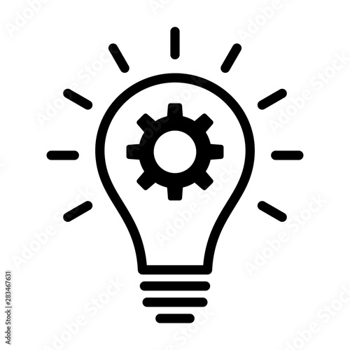 Lightbulb with idea innovation line art vector icon for business apps and websites photo