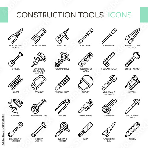 Construction Tools , Thin Line and Pixel Perfect Icons