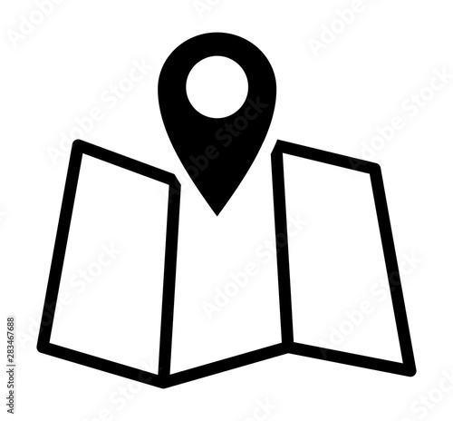 Trifold map with GPS location marker line art vector icon for navigation apps and websites