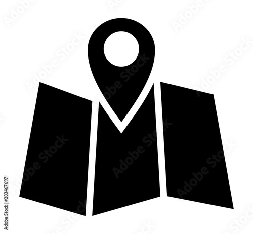 Trifold map with GPS location marker flat vector icon for navigation apps and websites