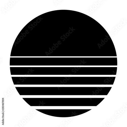 Retro sun from the 80s flat vector icon for apps and print