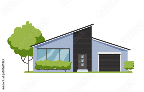 Wooden cottage, modern architecture. Idea of real estate