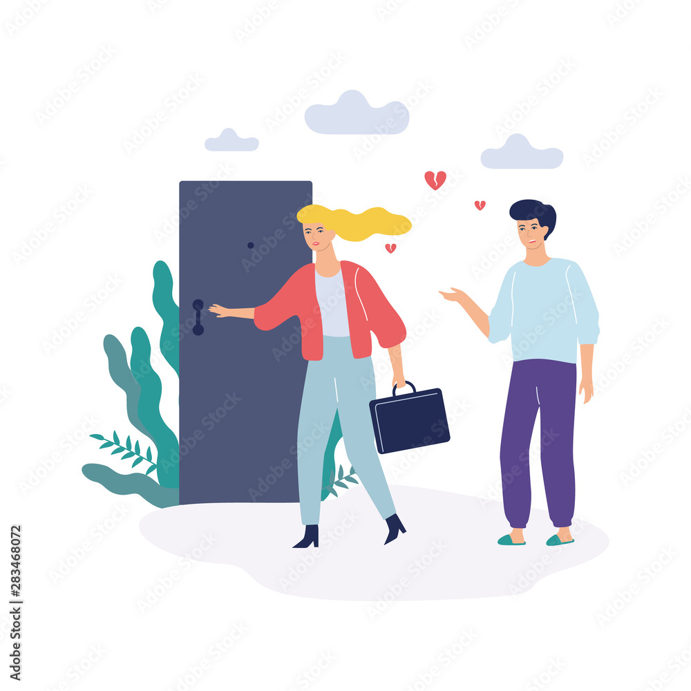 Problems in family. Woman and man, quarrel and divorce Problems in family. Woman and man, quarrel and divorce