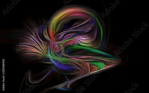 abstract fractal psychedelic shape texture with color pencil stylization