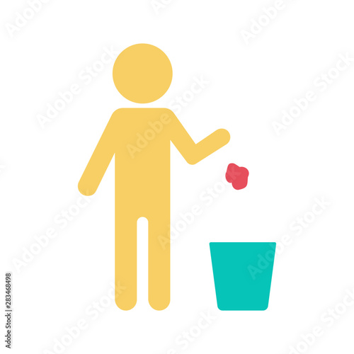 Person throw garbage in the trash bin icon