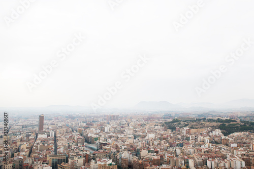 Alicante, large port city on the Mediterranean coast, view from the top (Spain). © Khorzhevska