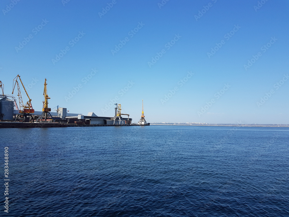 Landscape shooting of an industrial port city Odessa