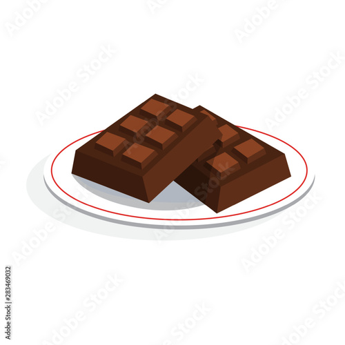 Chocolate bar lying on the plate