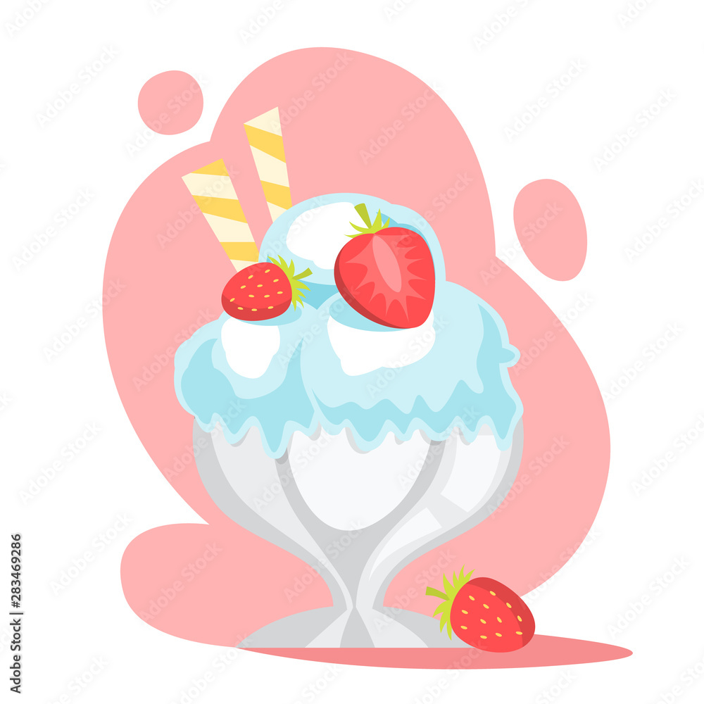Ice cream with strawberry. Sweet delicious dessert. Tasty Ice cream with strawberry. Sweet delicious dessert. Tasty