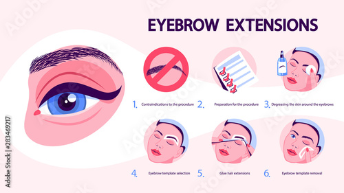 Eyebrow extension and design process. Woman making