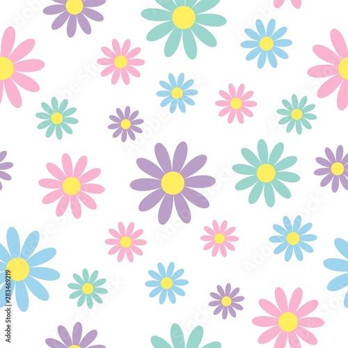 Seamless pattern with cute flowers. Seamless pattern can be used for wallpaper  pattern fills  web page background  surface textures.