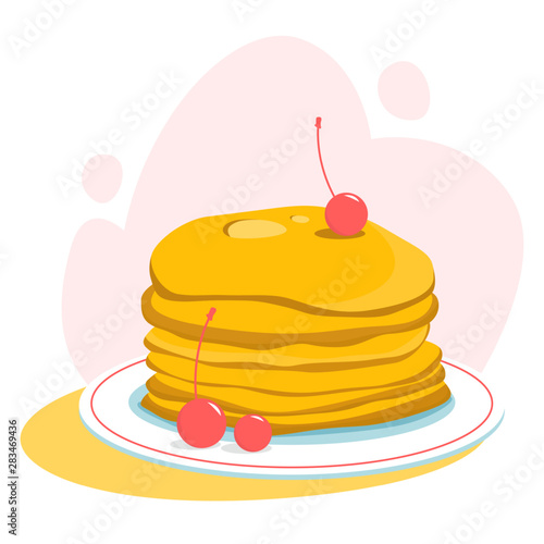 Tasty pancake for breakfast with berry