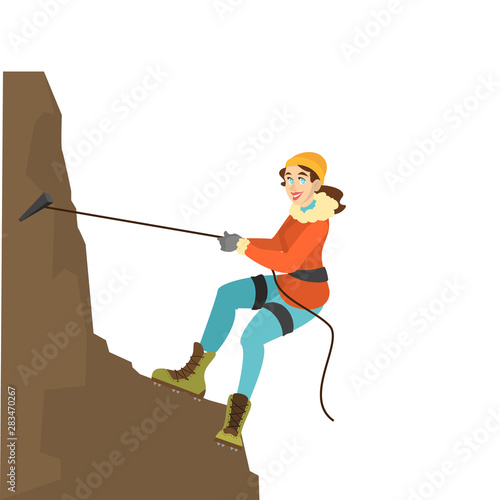 Alpinist climb the mountain. Extreme sport and high effort