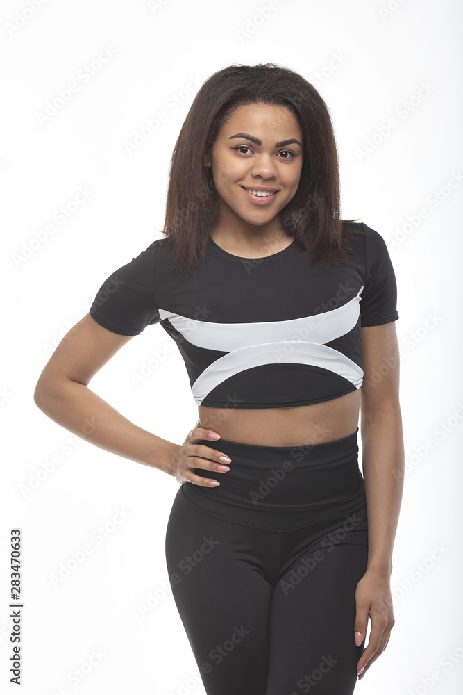 Portrait young African American woman isolated on a white background. Portrait young African American woman isolated on a white background.