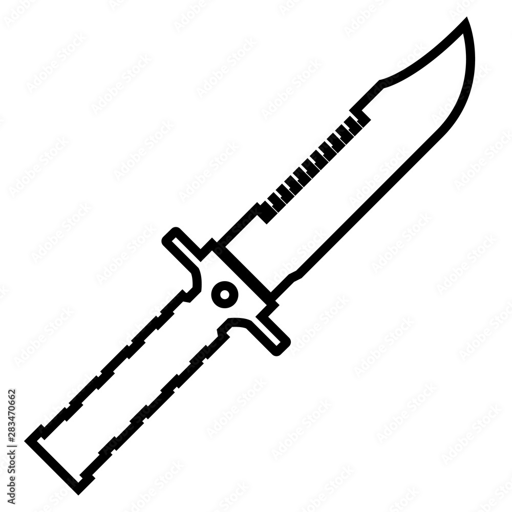 Fototapeta premium Knife tactical line icon, logo isolated on white background