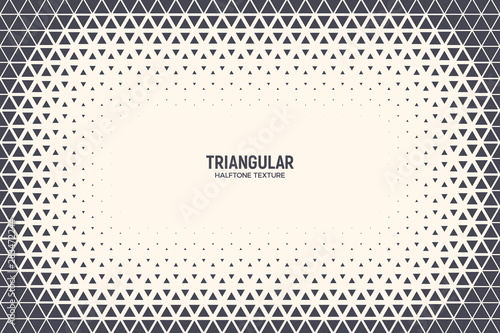 Triangular Shapes Vector Abstract Geometric Technology Background. Halftone Frame Triangles Retro Simple Pattern. Minimal Style 80s Tech Wallpaper