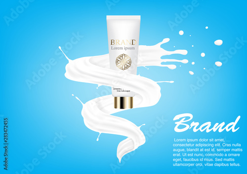 Cosmetic ad milk splash concept vector