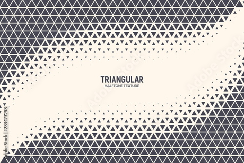 Triangle Particles Halftone Vector Abstract Geometric Technology Oscillation Wave Isolated on Light Background. Half Tone Triangular Retro Simple Pattern. Minimal 80s Style Dynamic Tech Wallpaper