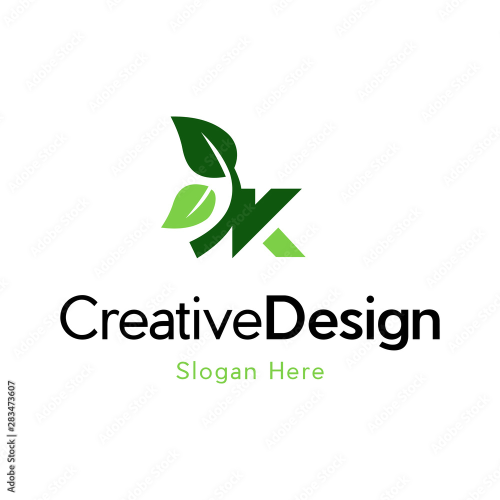 Letter K leaf logo design, Nature Leaf Letter K Vector Logo Template Letter K leaf logo design, Nature Leaf Letter K Vector Logo Template