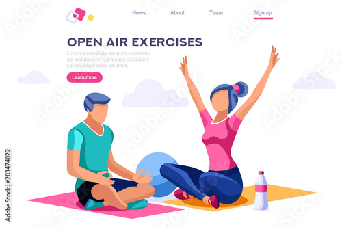 Relaxation Sport Clipart. Healthy Old Wear, Lifestyle, Together Activity, Energy Clip. Open Air Leisure for Exercise Playing. Cartoon Flat Vector Illustration Hero Image Isometric Banner.