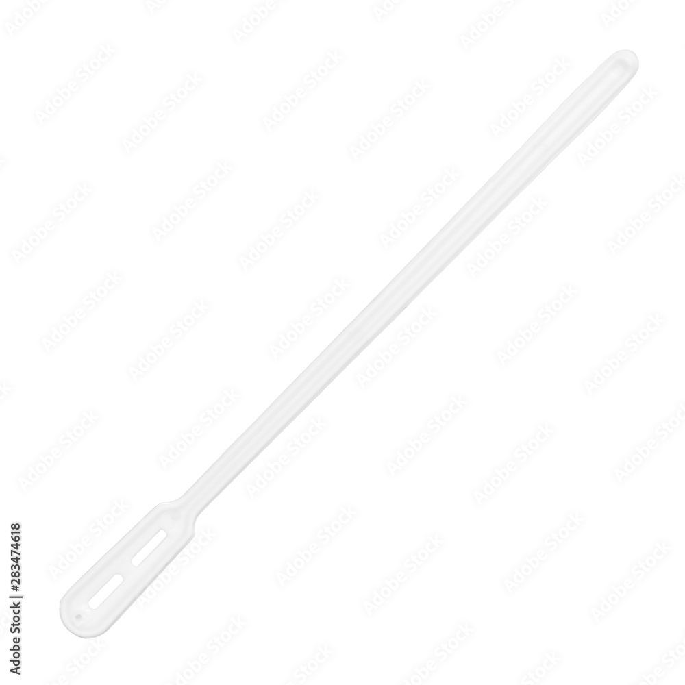 Plastic stick for coffee on an isolated white background Plastic stick for coffee on an isolated white background