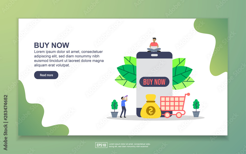 Landing page template of Buy now. Modern flat design concept of web page design for website and mobile website. Easy to edit and customize.