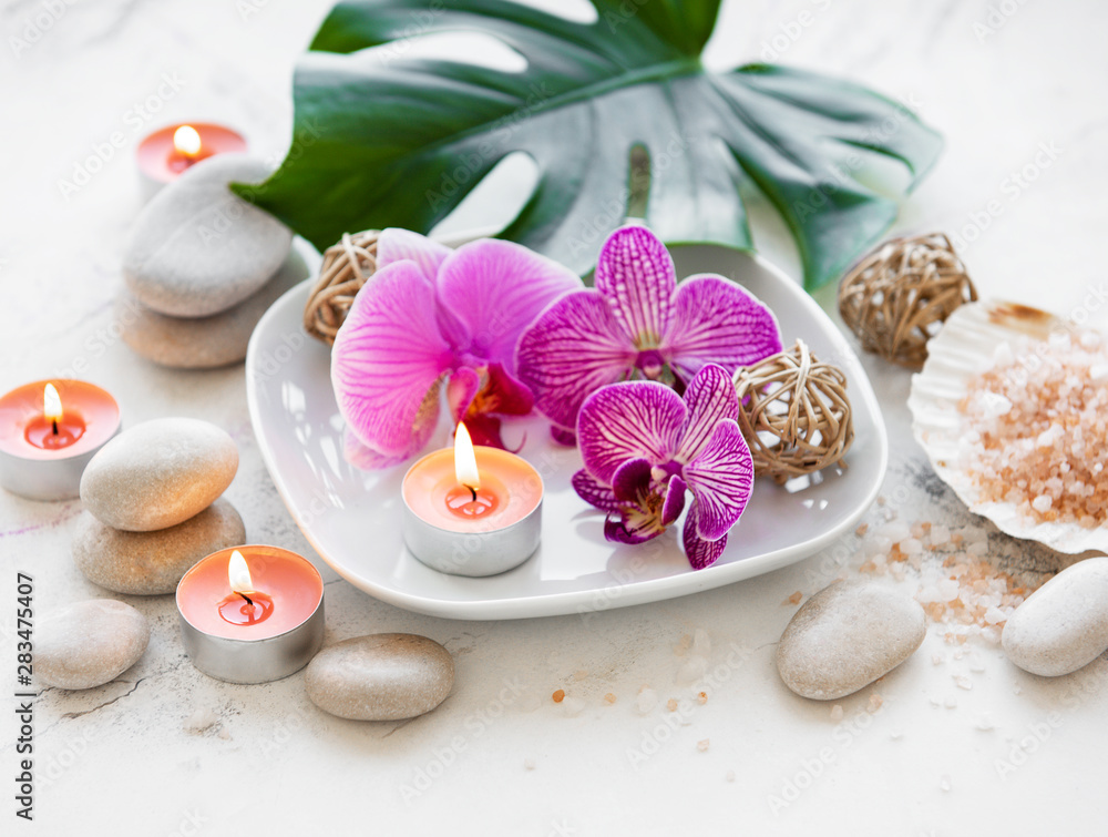 Spa products with orchids Spa products with orchids