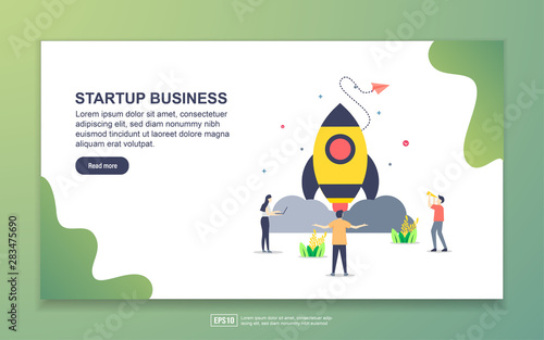 Landing page template of startup business. Modern flat design concept of web page design for website and mobile website. Easy to edit and customize.