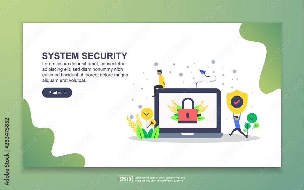 Landing page template of system security. Modern flat design concept of web page design for website and mobile website. Easy to edit and customize.