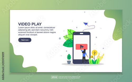 Landing page template of video play. Modern flat design concept of web page design for website and mobile website. Easy to edit and customize.