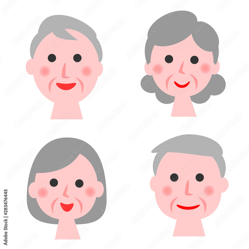 Grandfathers and grandmothers faces on white background. Vector illustration. Grandfathers and grandmothers faces on white background. Vector illustration.