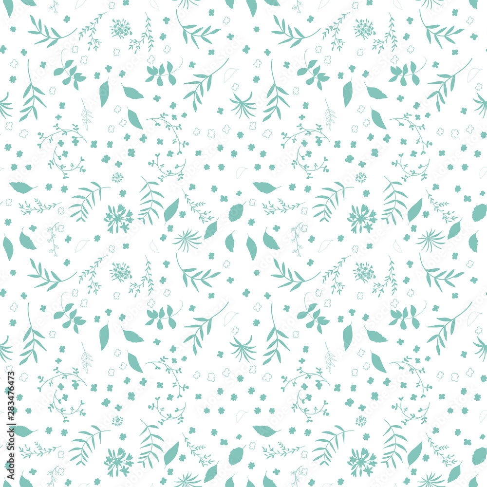 Seamless floral pattern with flowers and leaves. Modern background with hand drawn elements.