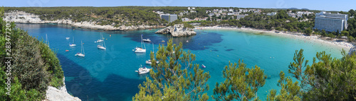 Panoramic view of Cala Galdana in Menorca photo