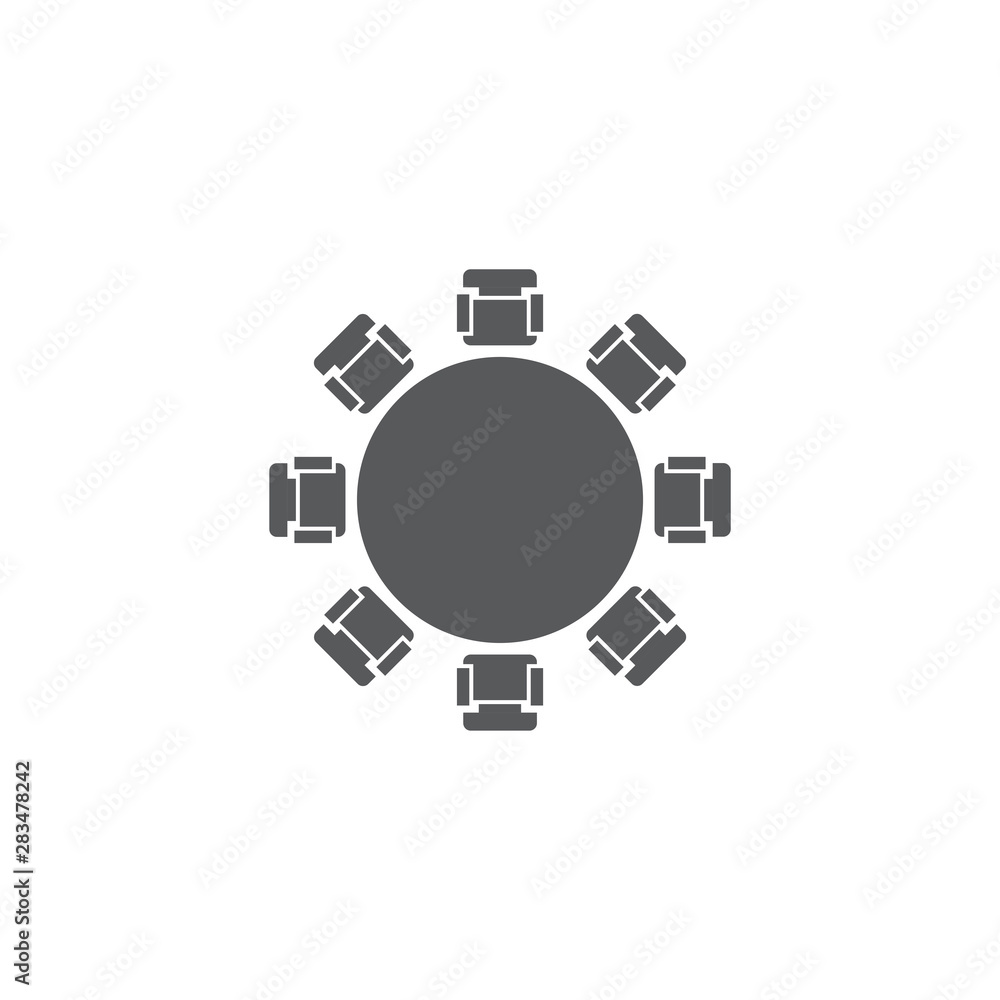 Round table and chairs top view vector icon isolated on white background Round table and chairs top view vector icon isolated on white background