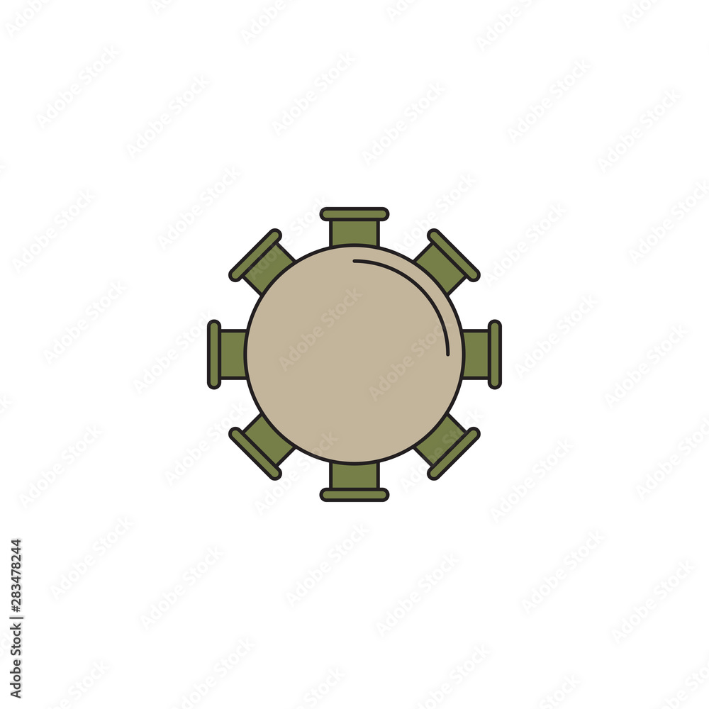 Round table and chairs top view vector icon isolated on white background Round table and chairs top view vector icon isolated on white background
