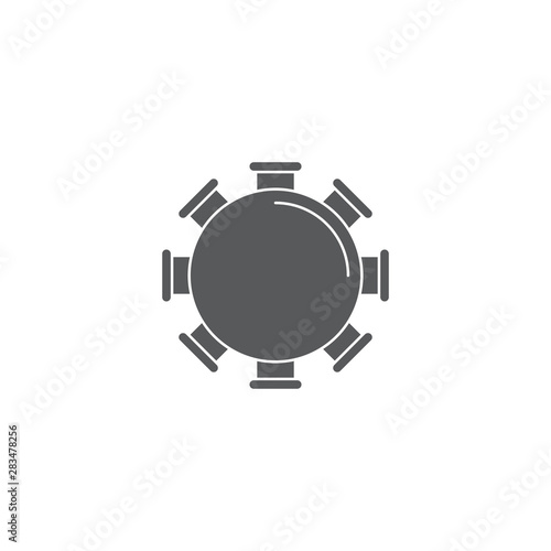 Round table and chairs top view vector icon isolated on white background