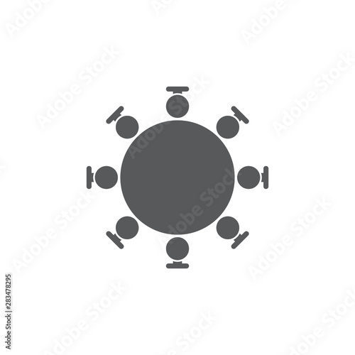 Round table and chairs top view vector icon isolated on white background