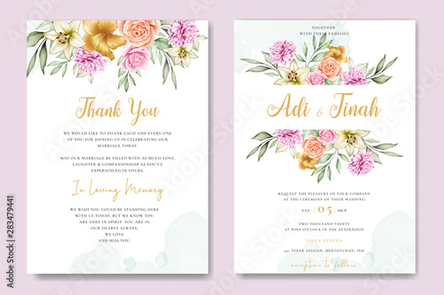 wedding invitation card with beautiful flower background