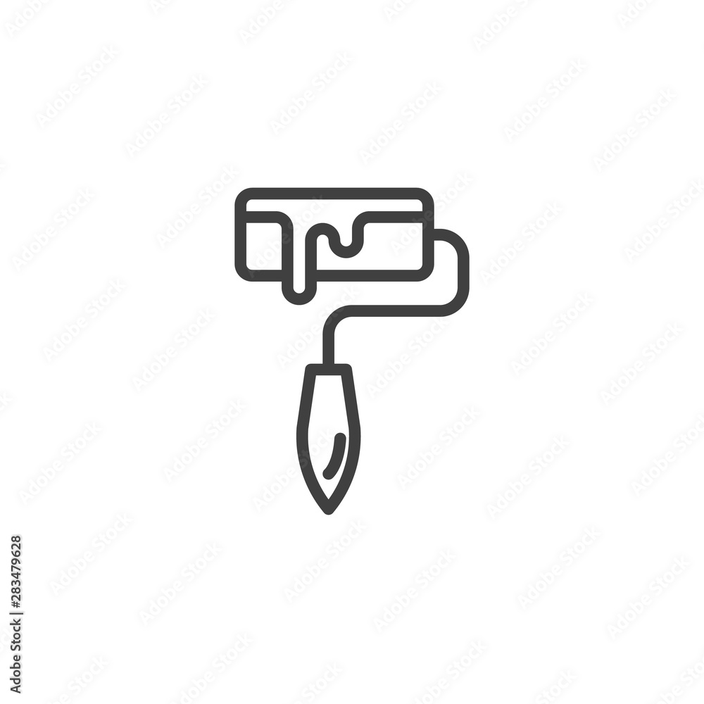 Paint roller line icon. linear style sign for mobile concept and web design. Roller for painting outline vector icon. Symbol, logo illustration. Vector graphics Paint roller line icon. linear style sign for mobile concept and web design. Roller for painting outline vector icon. Symbol, logo illustration. Vector graphics