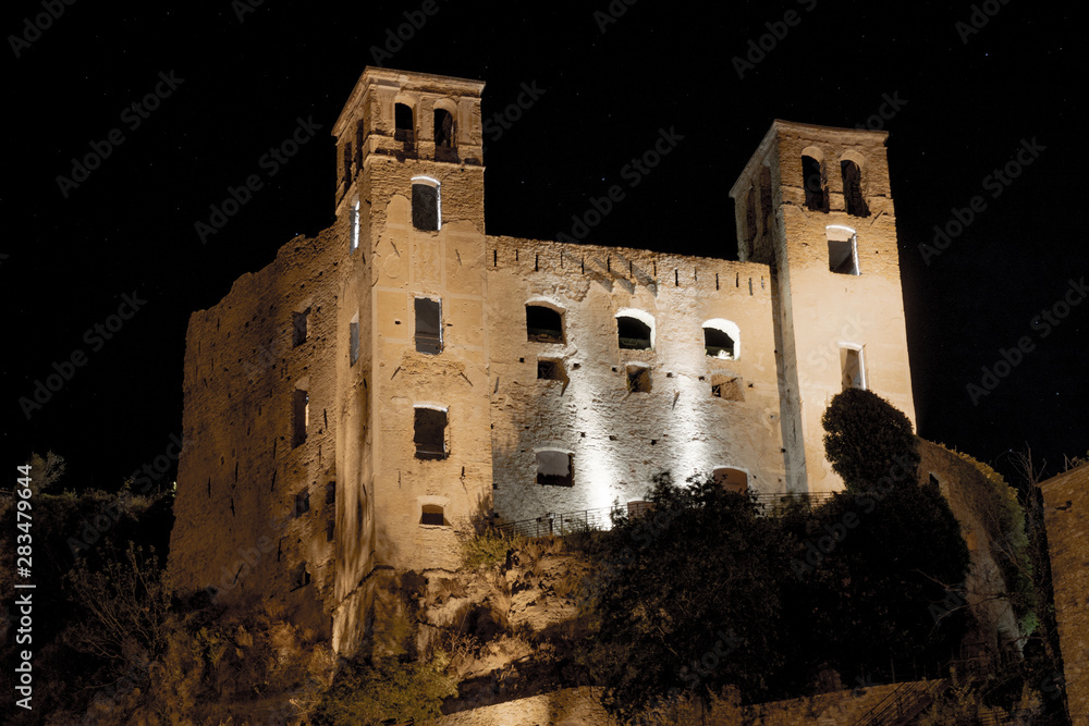castle at night,Dolceacqua castle,Doria family,liguria