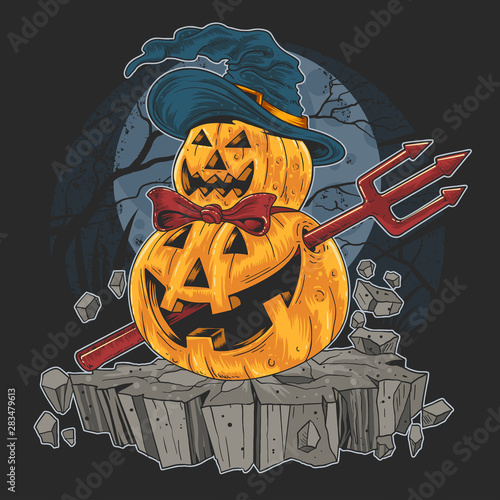PUMPKIN HALLOWEEN DEVIL ARTWORK VECTOR