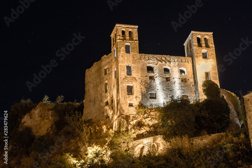 castle at night,Dolceacqua castle,Doria family in Liguria