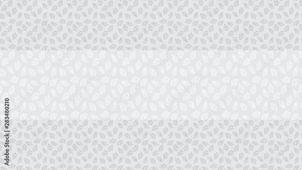 Bell pepper vector seamless pattern. Grey contour pepper on grey background with border