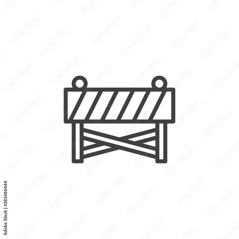 Construction barrier line icon. linear style sign for mobile concept and web design. Construction barricade outline vector icon. Build and repair symbol, logo illustration. Vector graphics Construction barrier line icon. linear style sign for mobile concept and web design. Construction barricade outline vector icon. Build and repair symbol, logo illustration. Vector graphics