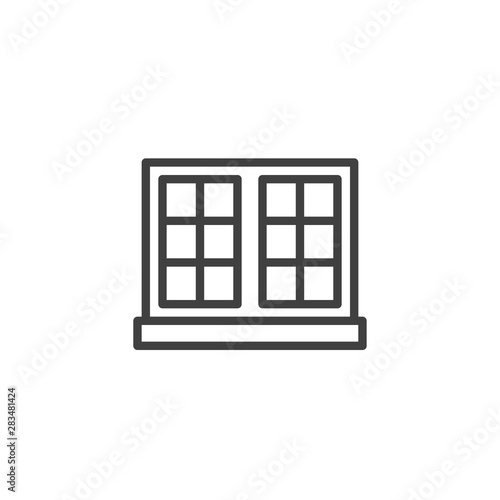 Double window and windowsill line icon. linear style sign for mobile concept and web design. Window frame outline vector icon. Symbol, logo illustration. Vector graphics